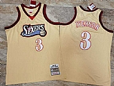 76ers 3 Allen Iverson Gold 1997-98 Hardwood Classics Jersey Mixiu,baseball caps,new era cap wholesale,wholesale hats